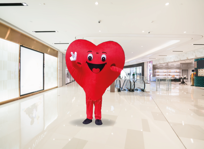 Animation de mascotte coeur pour centre commercial à la Saint-Valentin